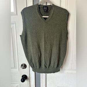 Jos. A. Bank Signature Collection Olive Green Pima Cotton V-Neck Sweater Vest